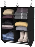 ClosetMaid 6-Shelf Fabric Hanging Closet Organizer with Garment Rod for Shirts, Sweaters, Pants, Hats, Shoes, Purses with Charcoal Black Finish by Unknown