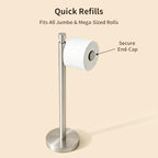 YUMORE Toilet Paper Holder Stand, Heavy Duty Stainless Steel Free Standing Bathroom Tissue Roll Holder, Brushed Nickel - Image 5