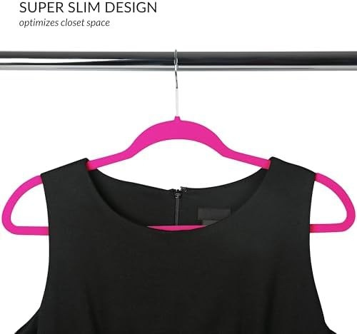Simplify Slim Velvet Clothes Hangers | 100 Pack | Non-Slip | Shirts | Suit | Pants | Dresses | Garments | Closet Storage & Organization | Durable | Fuchsia - Image 3