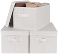 WUIKE Fabric Storage Bins with Lids, Decorative Boxes, Beige, Large, 3-Pack by WUIKE