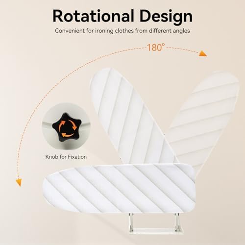 Wall Mounted Ironing Board, 37.4" X7.55" Fold Away 180° Swivel Iron Boards with Removable Silk Cotton Ironing Board Cover, Thickened Support Bar for Home Laundry Room Small Spaces, Space Saving, White - Image 4