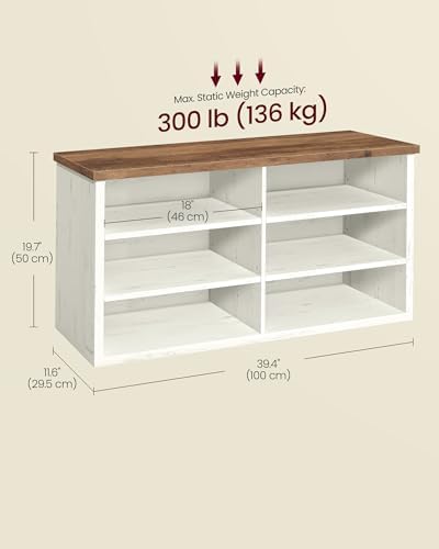 VASAGLE Shoe Bench, Storage Bench, 11.6 x 39.4 x 19.7 Inches - Image 3
