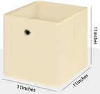 Foldable Storage Cubes Bins ,11 Inch Cloth Storage Cube Fabric Storage Box Cubes Organizer Baskets with Dual Handles for Home Organizer Set of 12 (Creamy-White) - Image 2