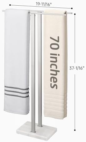 KES 37" H Standing Towel Rack, Heavy Marble Base, Brushed Finish - Image 6