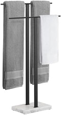 KES Matte Black Standing Towel Rack for Bathroom, Heavy Marble Base, 2-Tier by KES