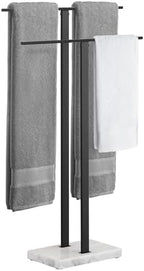 KES Matte Black Standing Towel Rack for Bathroom, Heavy Marble Base, 2-Tier by KES
