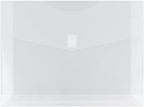 JAM PAPER Plastic Expansion Envelopes w/Hook & Loop Closure - Letter Booklet - 9 3/4 x 13 with 2 Inch Expansion - Clear - 12/Pack by JAMPaper