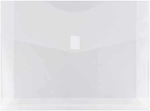 JAM PAPER Plastic Expansion Envelopes w/Hook & Loop Closure - Letter Booklet - 9 3/4 x 13 with 2 Inch Expansion - Clear - 12/Pack by JAMPaper
