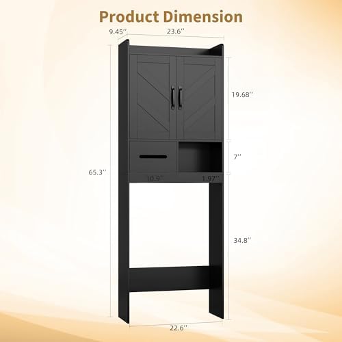 Garvee Over the Toilet Storage Cabinet with Adjustable Shelf, Black - Image 2