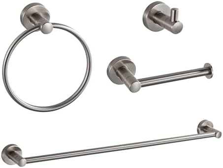 BGL Bathroom Accessories Set 4-Pieces Shiny Brushed Nickel Zinc Alloy Wall Mounted Towel Racks for Bathroom by BGL
