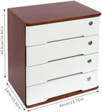 4-Tier Wooden Storage Cabinet, Dsmall File Cabinet, Office Supplies A4/Receipt File Organizer, Desk Storage Organizer With Lockable Drawers, Home Office Storage Cabinet,Walnut+White40*28*40.5Cm - Image 2