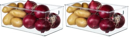 Hudgan 4 Pack Straight Sides Stackable Pantry Organizer Bins for Home Edit - 13.5''L x 7.5''W x 5.5''H by HUDGAN