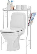 MyGift Over Toilet Storage Shelf with Magazine Basket, White Metal by MyGiftHome
