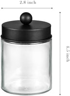 SheeChung Qtip Dispenser Holder, Glass apothecary jars with Acrylic Vanity Tray, Countertop Canister Guest Bathroom Essentials Storage Organizer for Cotton Swabs/Balls, Floss Picks - Image 4