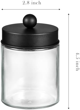 SheeChung Qtip Dispenser Holder, Glass apothecary jars with Acrylic Vanity Tray, Countertop Canister Guest Bathroom Essentials Storage Organizer for Cotton Swabs/Balls, Floss Picks - Image 4