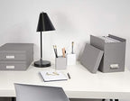 Bigso John Fiberboard Label Frame Desktop File Storage Box - Document Organizer for Important Paperwork - Durable Hanging File Box with a Lid & Metal Label Window - 7.36 x 13.38 x 10.51 in - White - Image 2