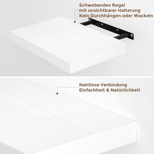 24 in Floating Shelves for Wall, 9.3in Deep White Shelves Set of 2 - Image 5