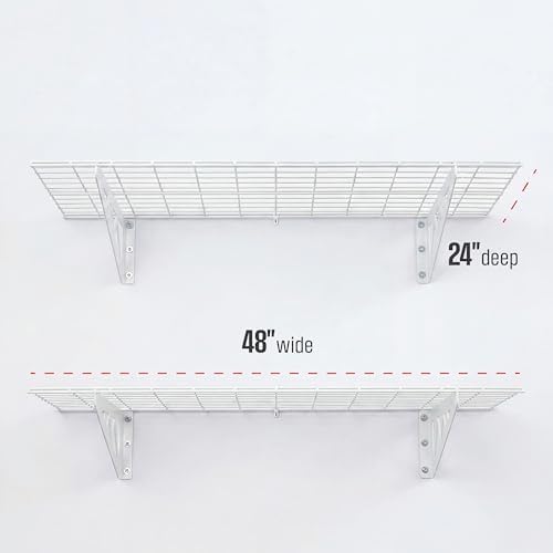 SafeRacks Steel Garage Wall Shelves 2-Pk w/Hooks, 500lb, White (24x48) - Image 3