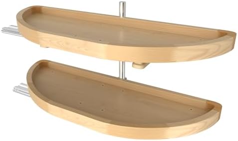 Rev-A-Shelf 35" Dual Shelf Half Moon Lazy Susan Organizer for Diagonal Blind Corner Kitchen Cabinets, Pullout Turntable Trays, Wood, 4WLS882-35-570 by Rev-A-Shelf