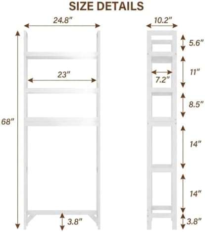 3-Tier wood over the Toilet Storage Cabinet , Simple Bathroom Storage rack - Image 2