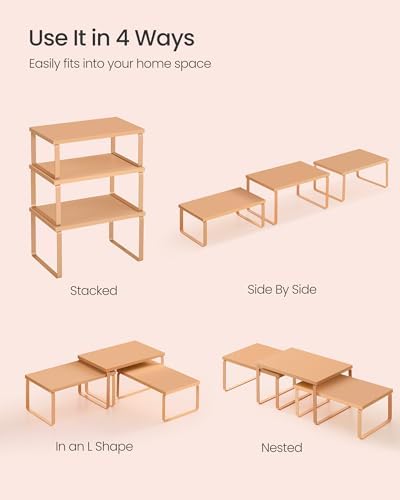 SONGMICS Cabinet Organizer Shelf, Set of 3 Spice Rack, Kitchen Storage - Image 6