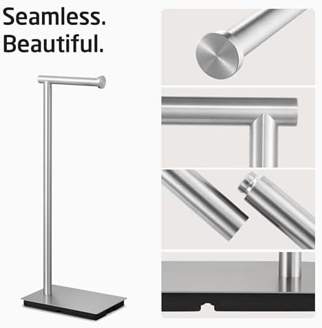 KES Freestanding Toilet Paper Holder Stand Bathroom Toilet Paper Storage Stainless Steel Brushed Steel, BPH286S1A-2 - Image 3