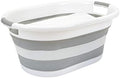 Laundry 360 Collapsible Laundry Basket | Portable | Space Saver Storage | 27 Liter Capacity | Store Under the Bed or Closet | Good for Kids | Dorm | Bedroom | Large | White/Grey by Simplify