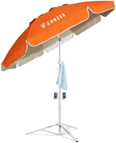 AMMSUN Shade Umbrella, Premium Portable Umbrella with Stand, 6.5ft Lightweight Free Standing Canopy for Sporting Games, Adjustable Instant Sun Protection and Easy to Carry, Orange by AMMSUN