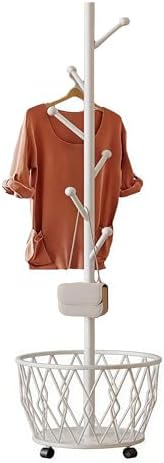 Off-White Moveable Tree Metal Coat Rack with Basket Freestanding 65" - Image 2