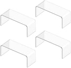 4 Packs Kitchen Cabinet Shelf Organizer, Acrylic Clear Shelf Riser, 5mm Thick Spice Rack for Dishes, Soda Cans and Cup（11.8 x 4.72 x 4.72 Inch） by HTRYBNES