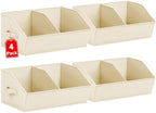 Homsorout Closet Organizers and Storage Bins - 4 Pack Collapsible Divided Trapezoidal Cube Storage Bins Baskets For Organizing Clothes Blankets,Toys, Books, Towels(Beige) by Homsorout