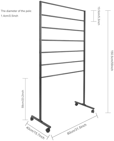 7-Tier Movable Scarf Organizer Holder Accessory Display Stand, Freestanding Metal Organizer Rack for Retail Stores, Towel, Belts, Ties, and Pants - Image 3