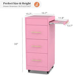 Salon Trolley Cart with Wheels, 3-Drawer Rolling Hair Styling Station, Mobile Beauty Trolley with Hot Tools Holder, Storage for Salon, Barbershop, Spa & Tattoo, Pink - Image 7