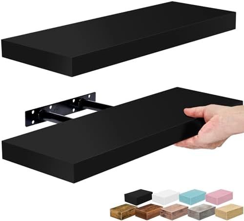 Sorbus 16 Inch Floating Shelves for Wall (2 Pack, Black) by Sorbus