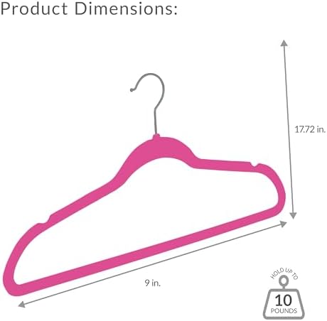 Simplify Slim Velvet Clothes Hangers | 100 Pack | Non-Slip | Shirts | Suit | Pants | Dresses | Garments | Closet Storage & Organization | Durable | Fuchsia - Image 5