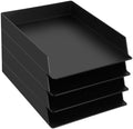 Wenqik Black Letter Trays Stackable, 4 Pcs Plastic Desk Organizer by Wenqik