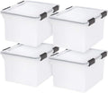 IRIS USA WeatherPro File Box Organizer, Letter/Legal, 32 Qt. 4-Pack, Clear by IRISUSA