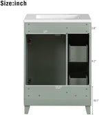 Harper & Bright Designs 24" Bathroom Vanity with Sink, Free Standing Single Basin Vanity Set with Two Drawers and One Door, Modern Solid Wood Bathroom Cabinet with Ceramic Basin for Bathroom, Green - Image 4