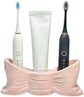 Bow Ceramic Toothbrush Holder, 3-Slot Cute Bathroom Toothbrush Organizer by Unknown