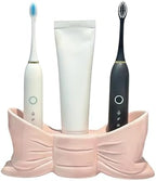 Bow Ceramic Toothbrush Holder, 3-Slot Cute Bathroom Toothbrush Organizer by Unknown