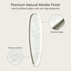 Natural Marble Vanity Tray, 16.6"x4.6", Italian Carrara White - Image 4