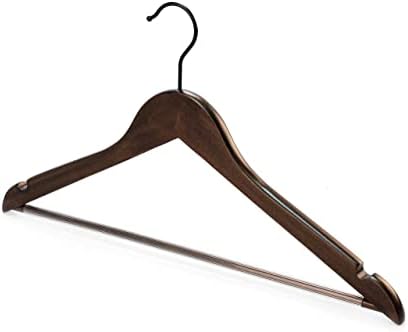 TOPIA HANGER Heavy Duty Wood Coat Hangers in Smooth Retro Finish, Boutique Quality Wooden Suit Hangers-Thicker Non-Slip Rubber Pants Bar and Extra Smoothly Cut Notches-360° Black Hook-18 Pack CT04A - Image 5