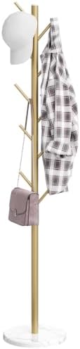 Coat Rack Freestanding, Metal Coat Rack with Natural Marble Base, Gold by ELYKEN