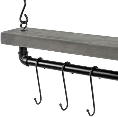 MyGift Wall Ceiling Pot Rack with Shelf, Black Pipe Cookware Organizer - Image 6