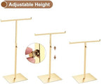 uxcell Purse Display Stand T Shaped Metal Adjustable Handbag Rack Double Hook Holder Necklace Organizer for Home Boutique Store - Gold - Image 3
