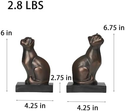 Newman House Studio Cat Bookends - 2.8 LBS Decorative Book Ends for Shelf - Image 5