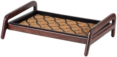 Anji Mountain Heavy Duty Waterproof Wooden Shoe Storage Mat Organizer/Boot Storage Tray Multi Use for Entryway with Coir, Tan and Black Trellis Insert, 1 Tier, Fits 2 Pair (26.5" Wide) by AnjiMountain