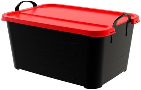 Life Story 6 Pack Heavy Duty Stackable Storage Bin, 55 Quart Home Organizer, Versatile Lightweight Locking Bins with Carrying Handles, Black/Red - Image 6