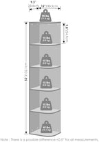 Furinno Reed Corner Shelf, 5-Tier Corner Bookshelf, Book Shelf, Corner Shelves, Storage Rack, for Organization and Storage, Home Office, Living Room, White - Image 2