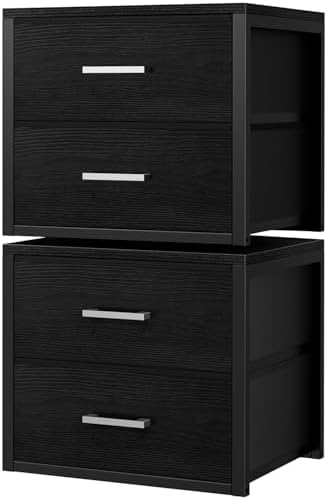 BOLUO Stackable Storage Drawers Closet Organizers and Storage Fabric Black 2 Drawer Dresser for Bedroom 2 Packs Modern by BOLUO